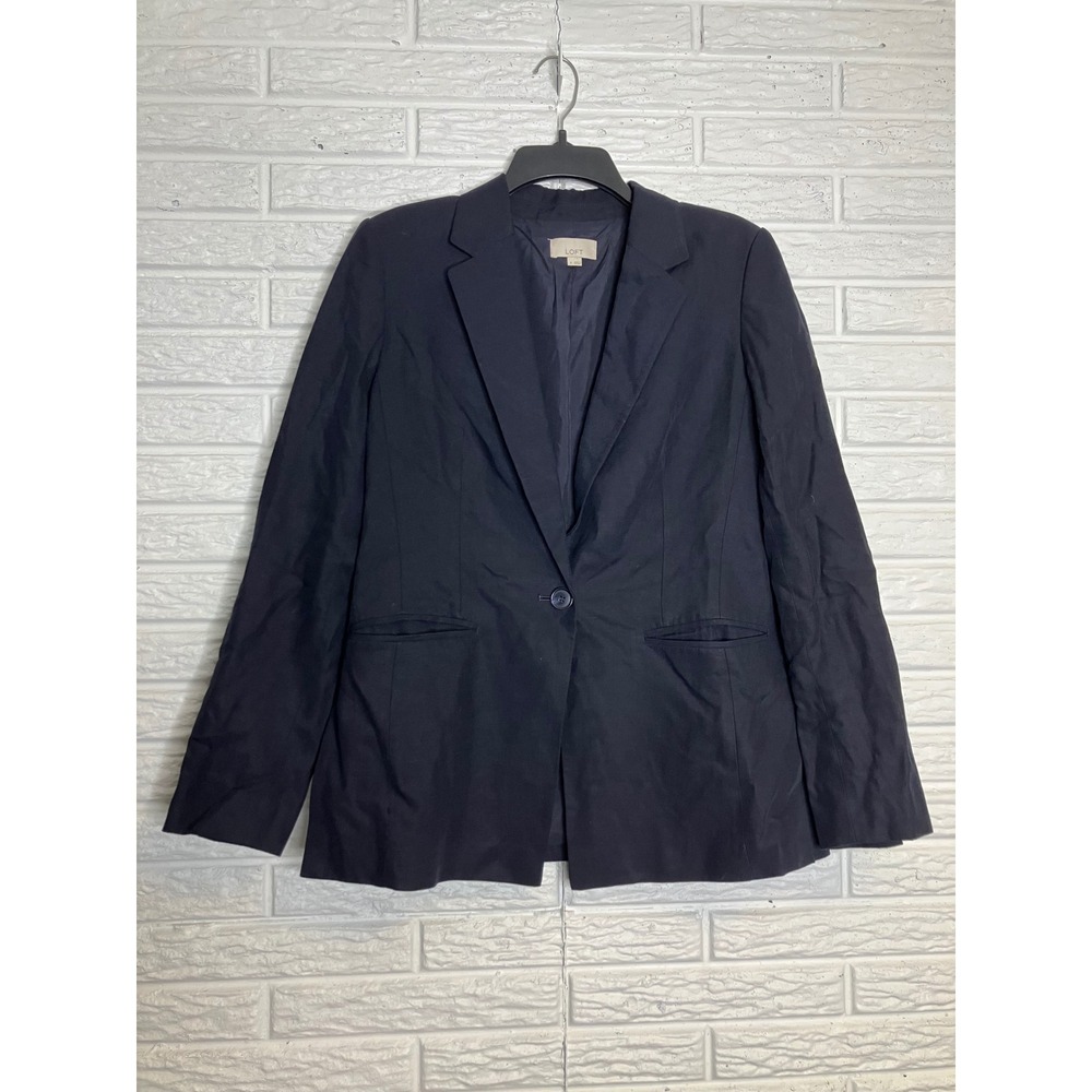 Loft navy blue‎ blazer one button women's size 8 business professional boss babe